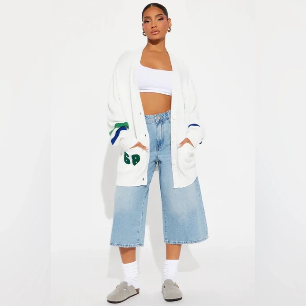 Fashion Nova Book Smart Cardigan - Ivory/combo L - Picture 2 of 6